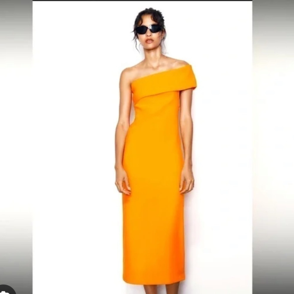 Zara NWT LONG FITTED BANDEAU DRESS